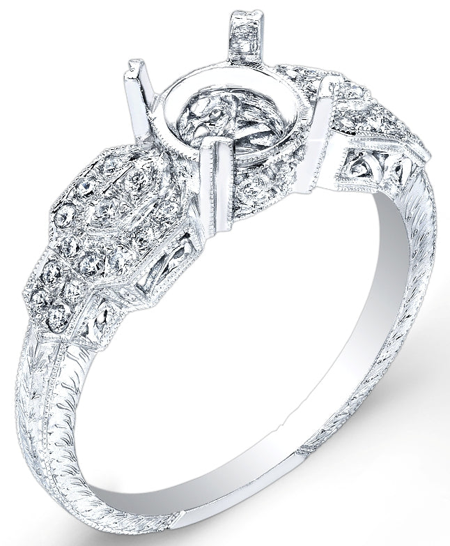 Antique Style Engraved Diamond Engagement Ring by Jolie Designs (R3010D)