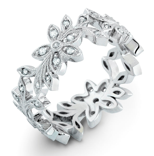Micro Pave Diamond Floral Wedding Band by Jolie Designs