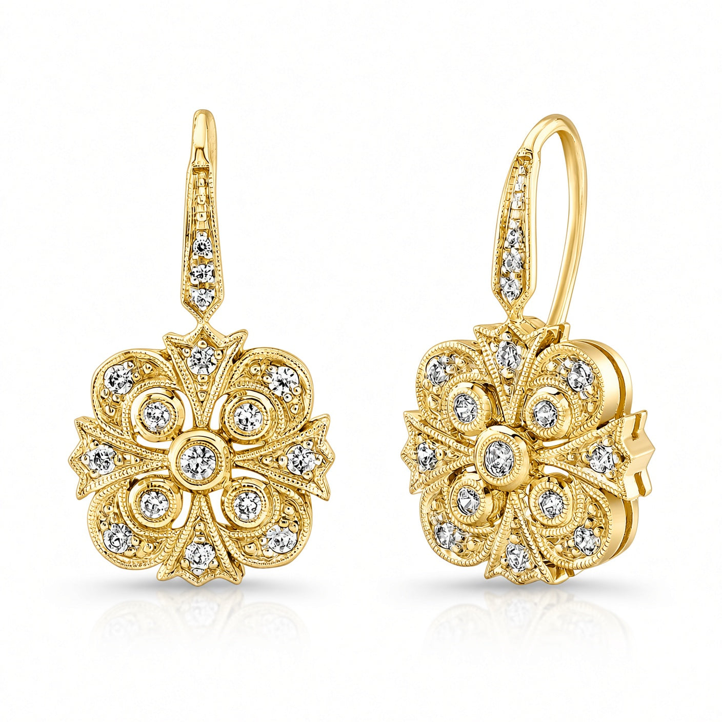 Jolie Designs Mill Grained Diamond Fish Tail Earrings