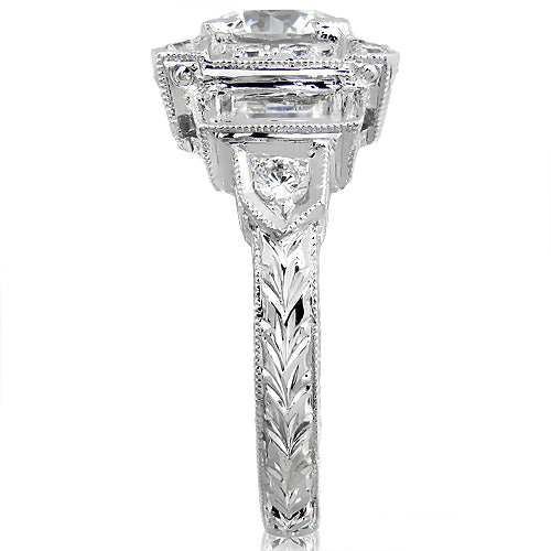 Antique Inspired Milgrain Diamond Engagement Ring by Jolie Designs