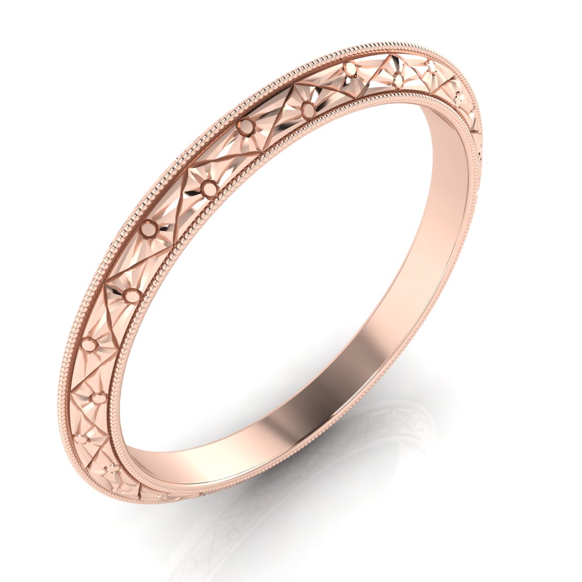 Triangle Stamped Angle Band with Milgrain Edge
