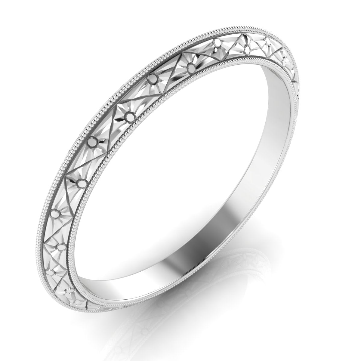 Triangle Stamped Angle Band with Milgrain Edge