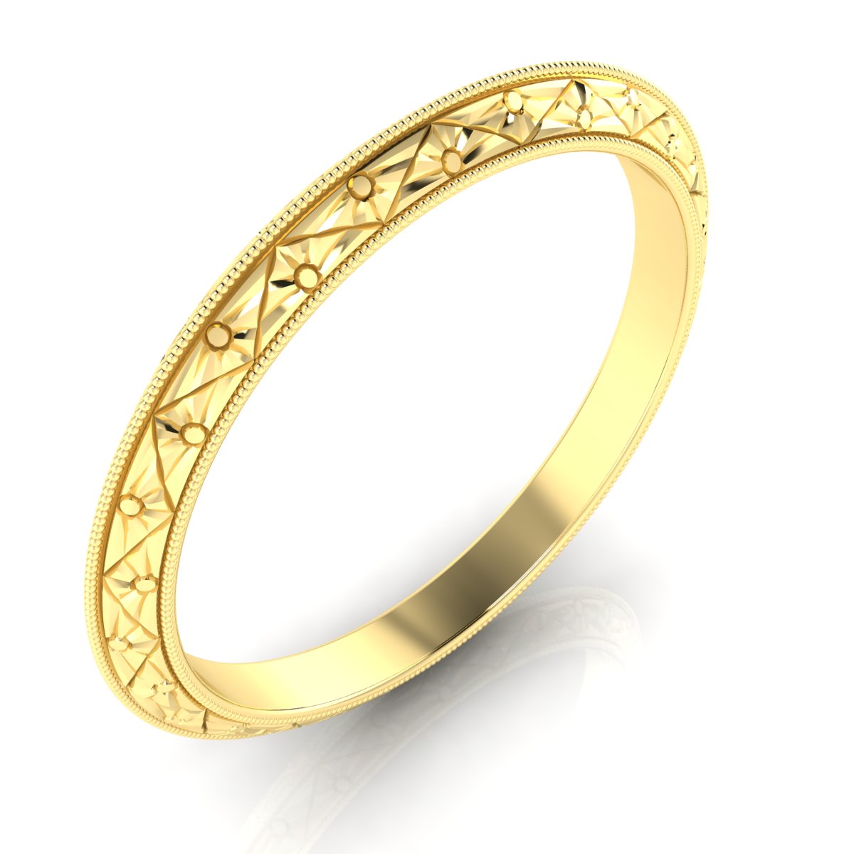 Triangle Stamped Angle Band with Milgrain Edge