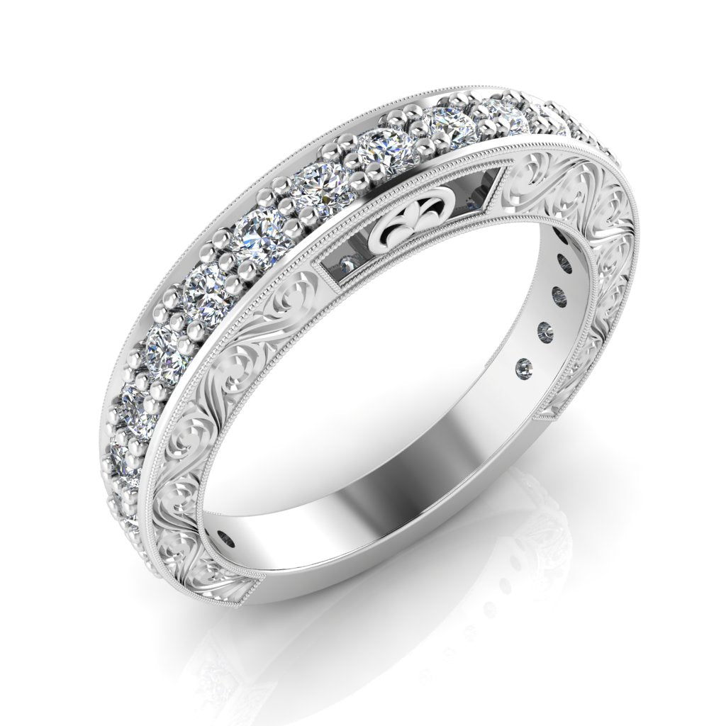 Antique Inspired Straight Diamond Guard Band