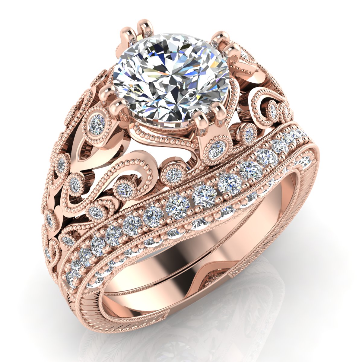 Antique Inspired Diamond Fitted Band for Semi Mount GC7912