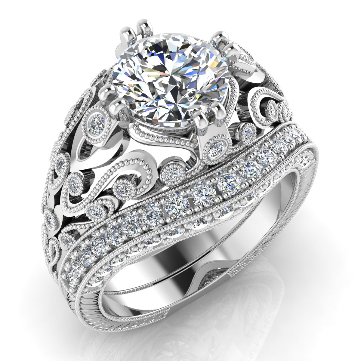 Antique Inspired Diamond Fitted Band for Semi Mount GC7912
