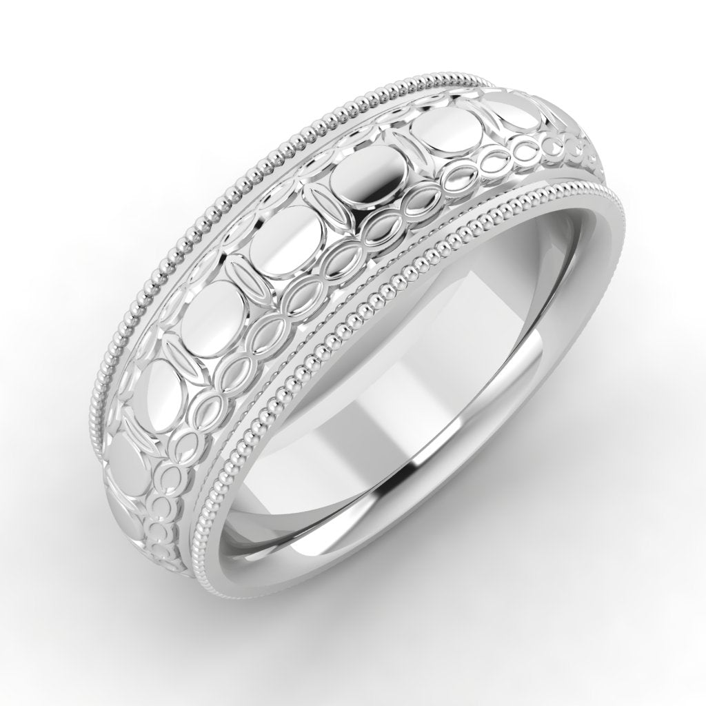 Gordon Clark Oval Pattern Milgrain Metal Band