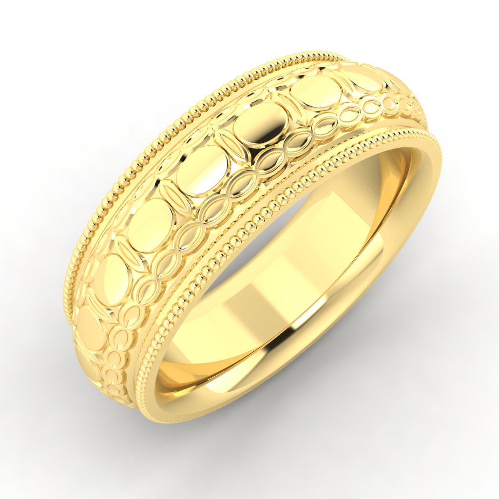 Gordon Clark Oval Pattern Milgrain Metal Band