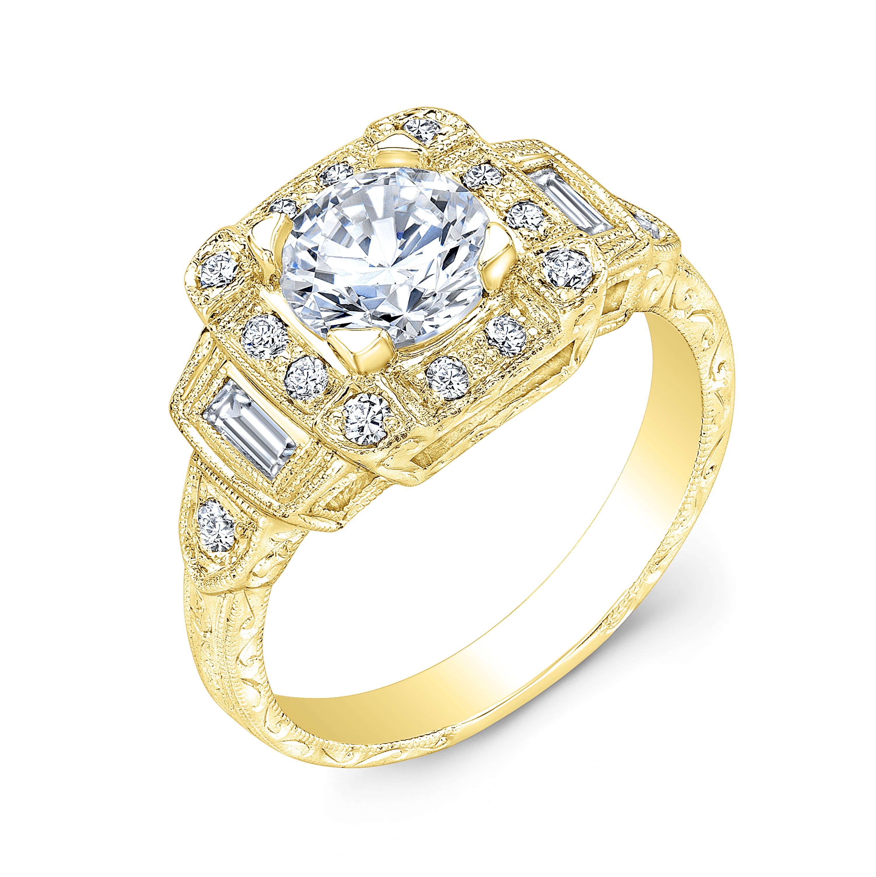 Antique Inspired Milgrain Diamond Engagement Ring by Jolie Designs