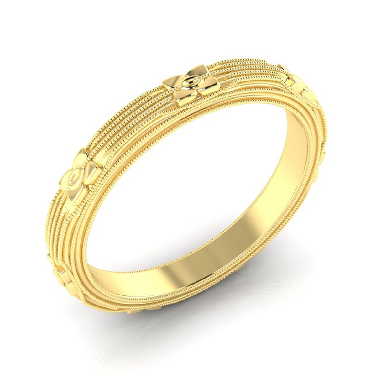 Multi Milgrain Clover Stamped Metal Band