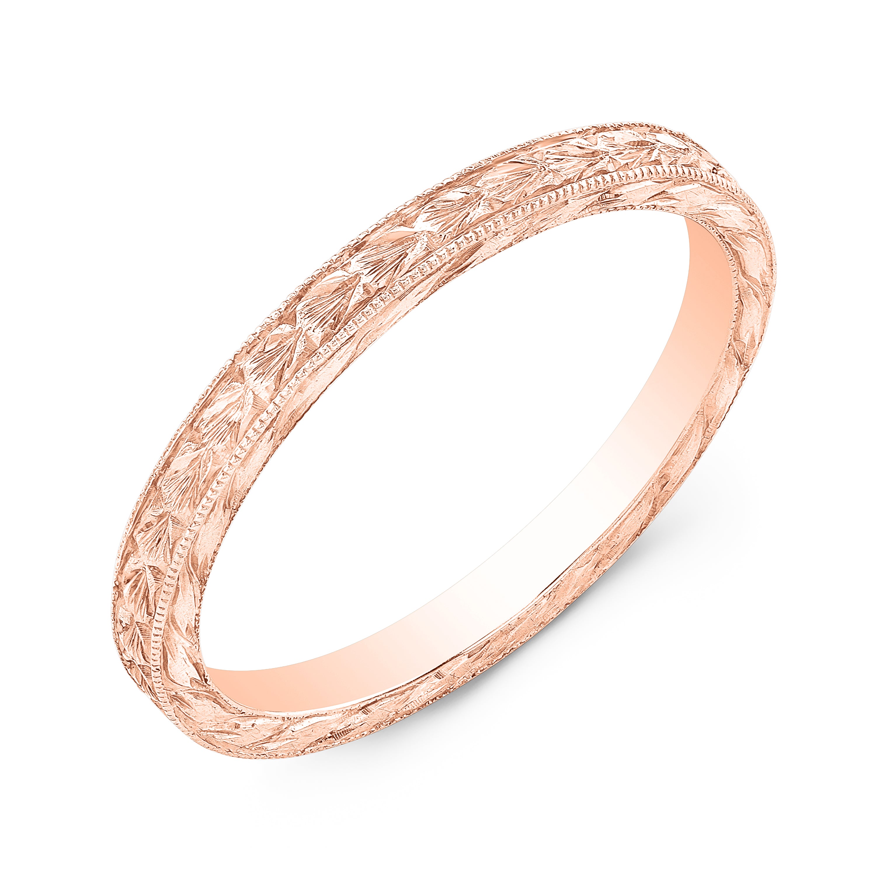White Gold Hand Engraved Straight Eternity Band by Jolie Designs