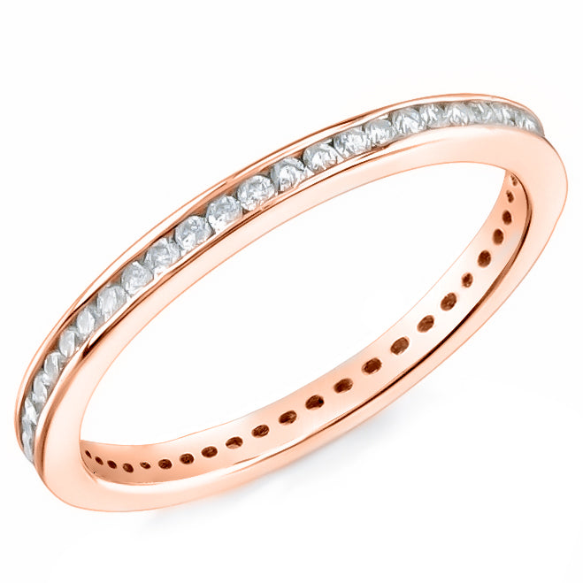High Polished Channel Set Diamond Stackable Wedding Ring by Jolie Designs