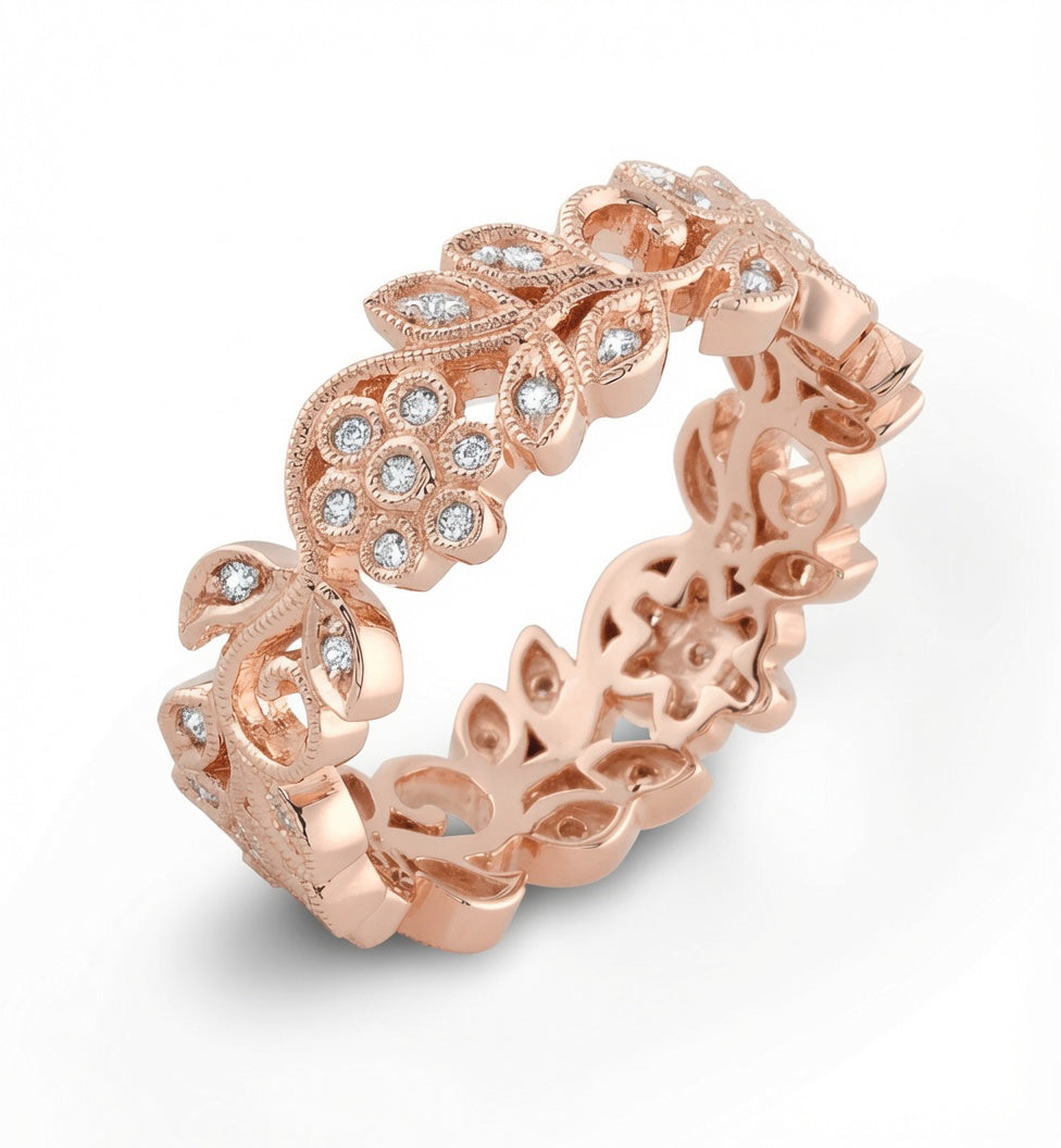 Organic Designed Diamond Wedding Ring in White Gold by Jolie Designs