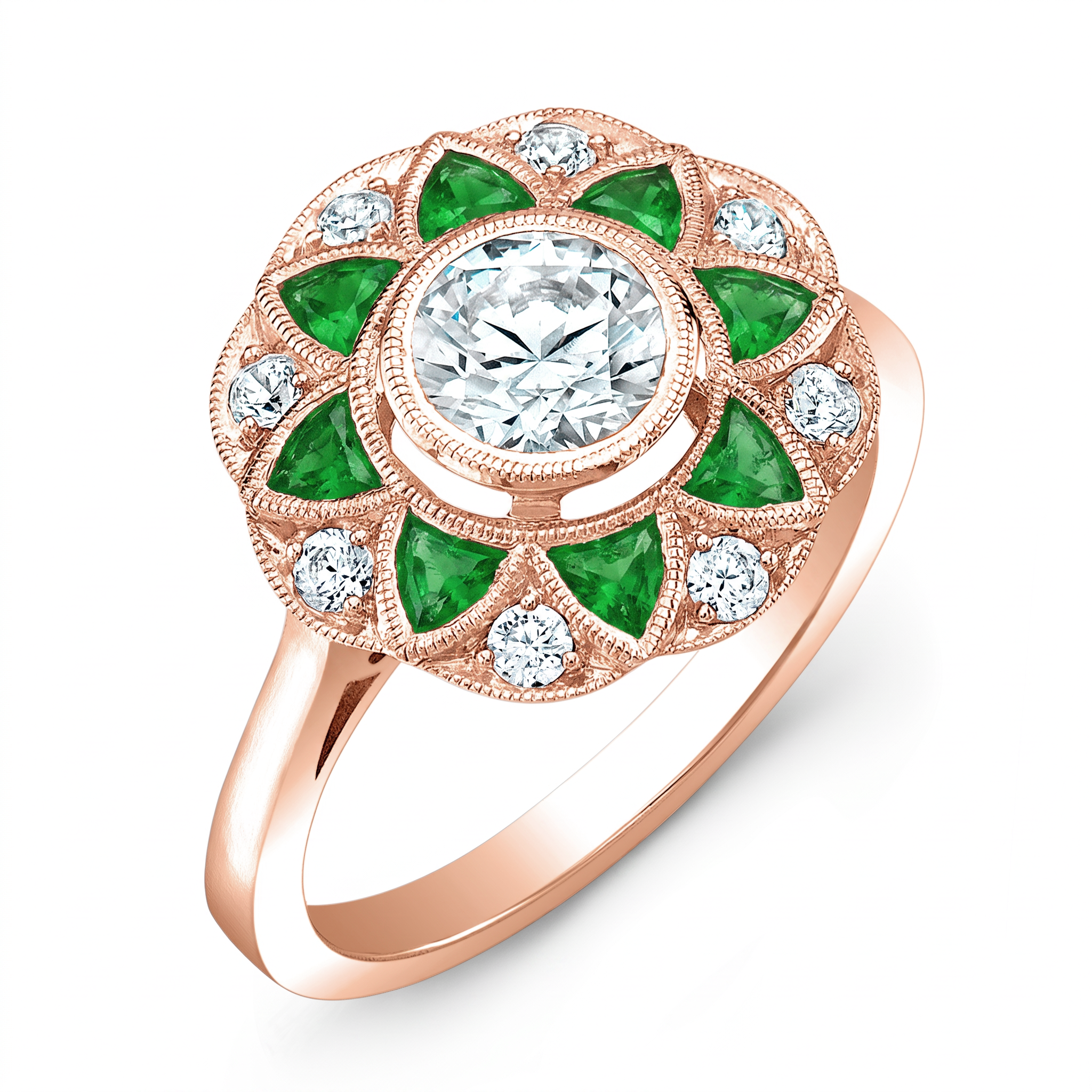 Diamond and Emerald Semi Mount Engagement Ring by Jolie Designs