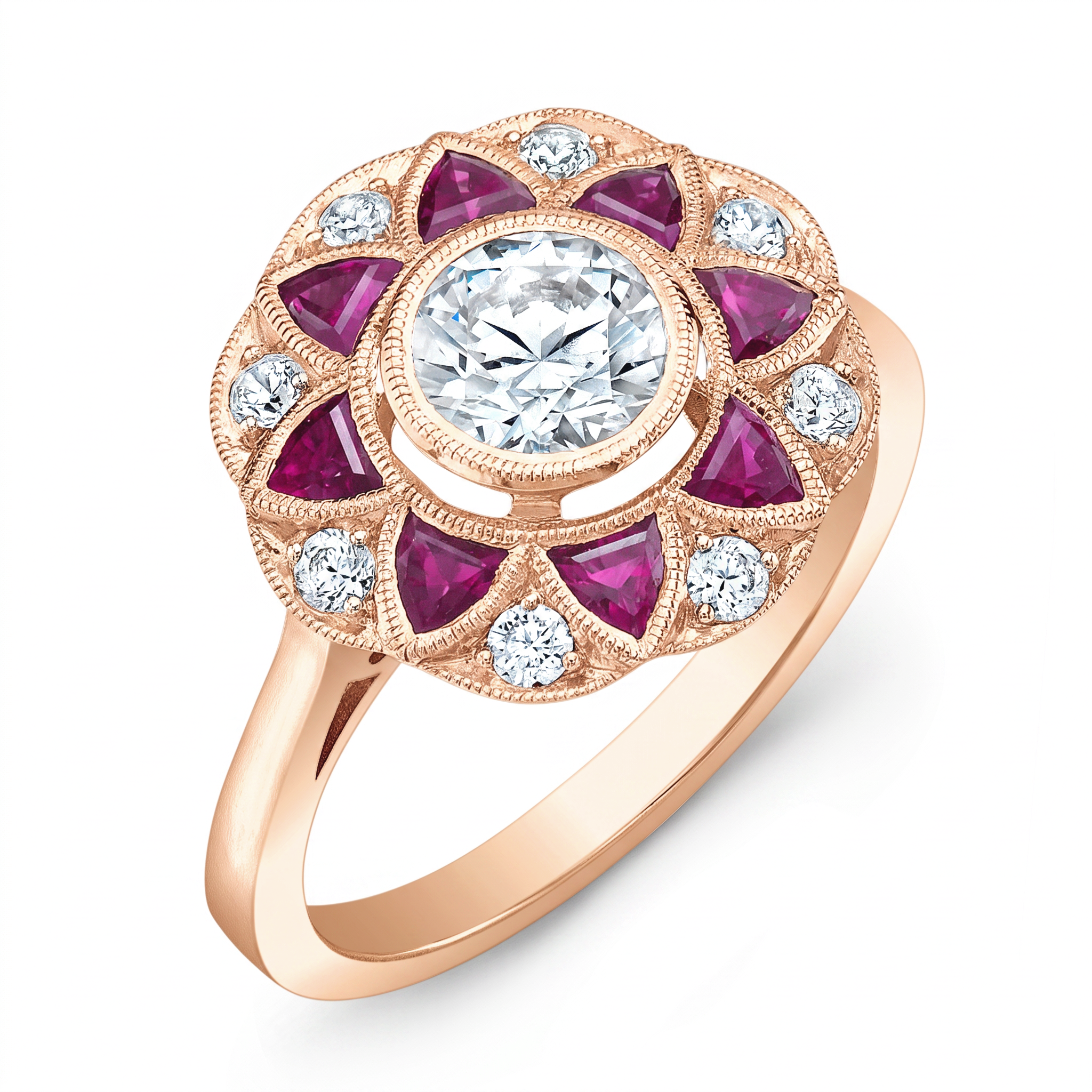 Diamond and Ruby Semi Mount Engagement Ring by Jolie Designs