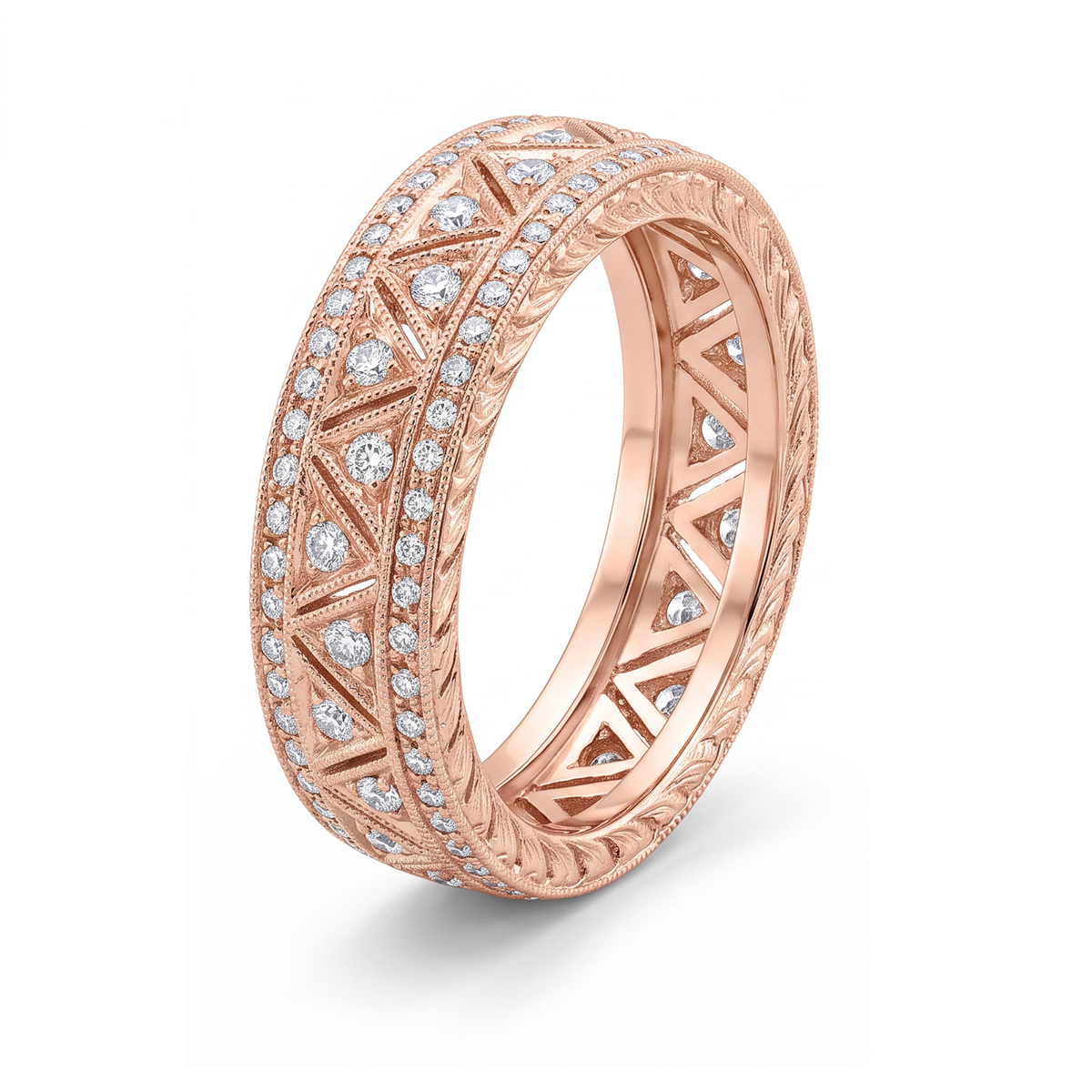 Jolie Designs Hand Engraved Micro Pave Diamond Engagement Ring Setting