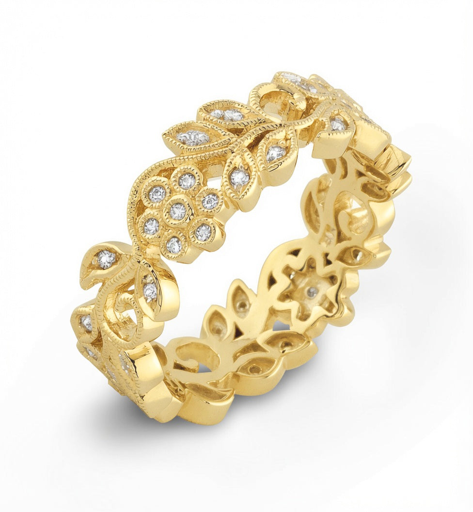 Organic Designed Diamond Wedding Ring in White Gold by Jolie Designs