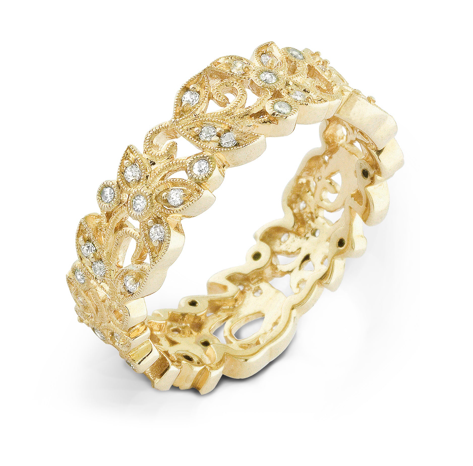 Jolie Designs Hand Crafted Gold Diamond Ring - R4300D