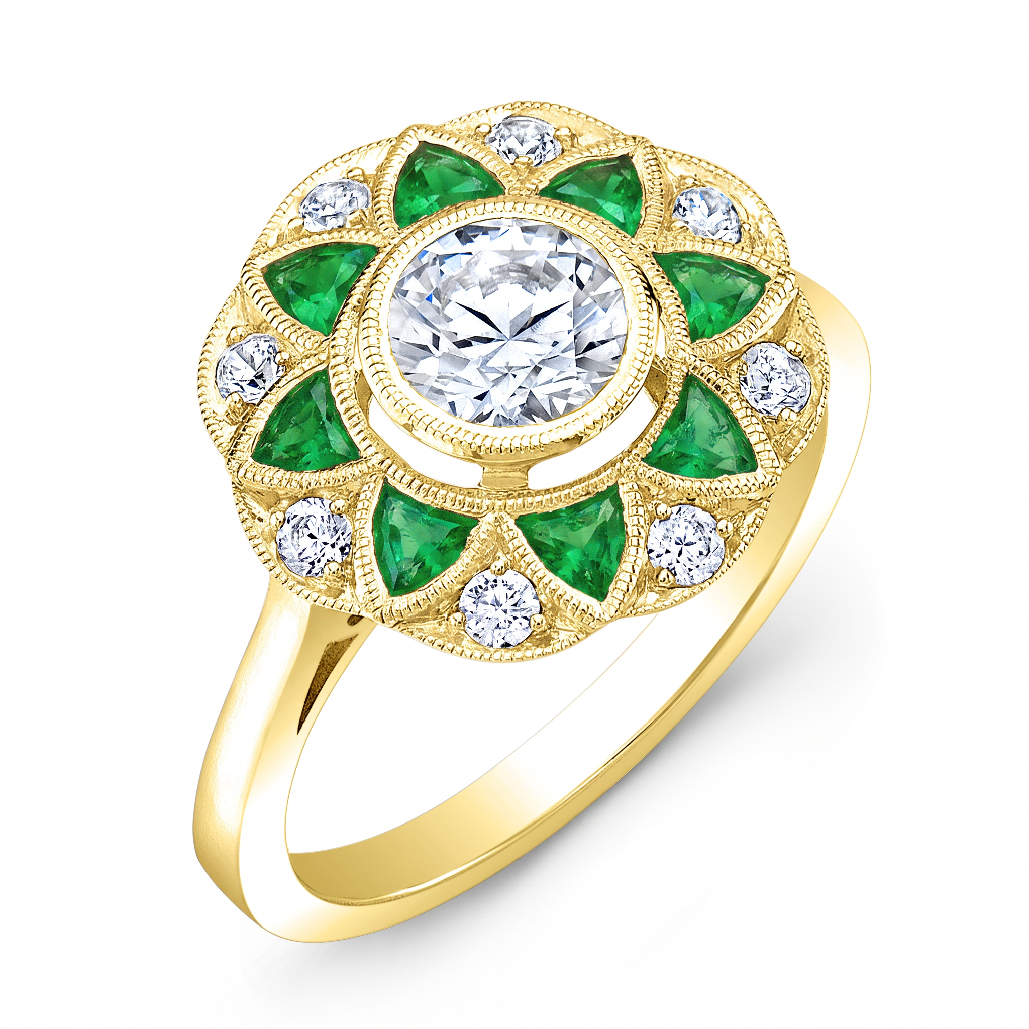 Diamond and Emerald Semi Mount Engagement Ring by Jolie Designs