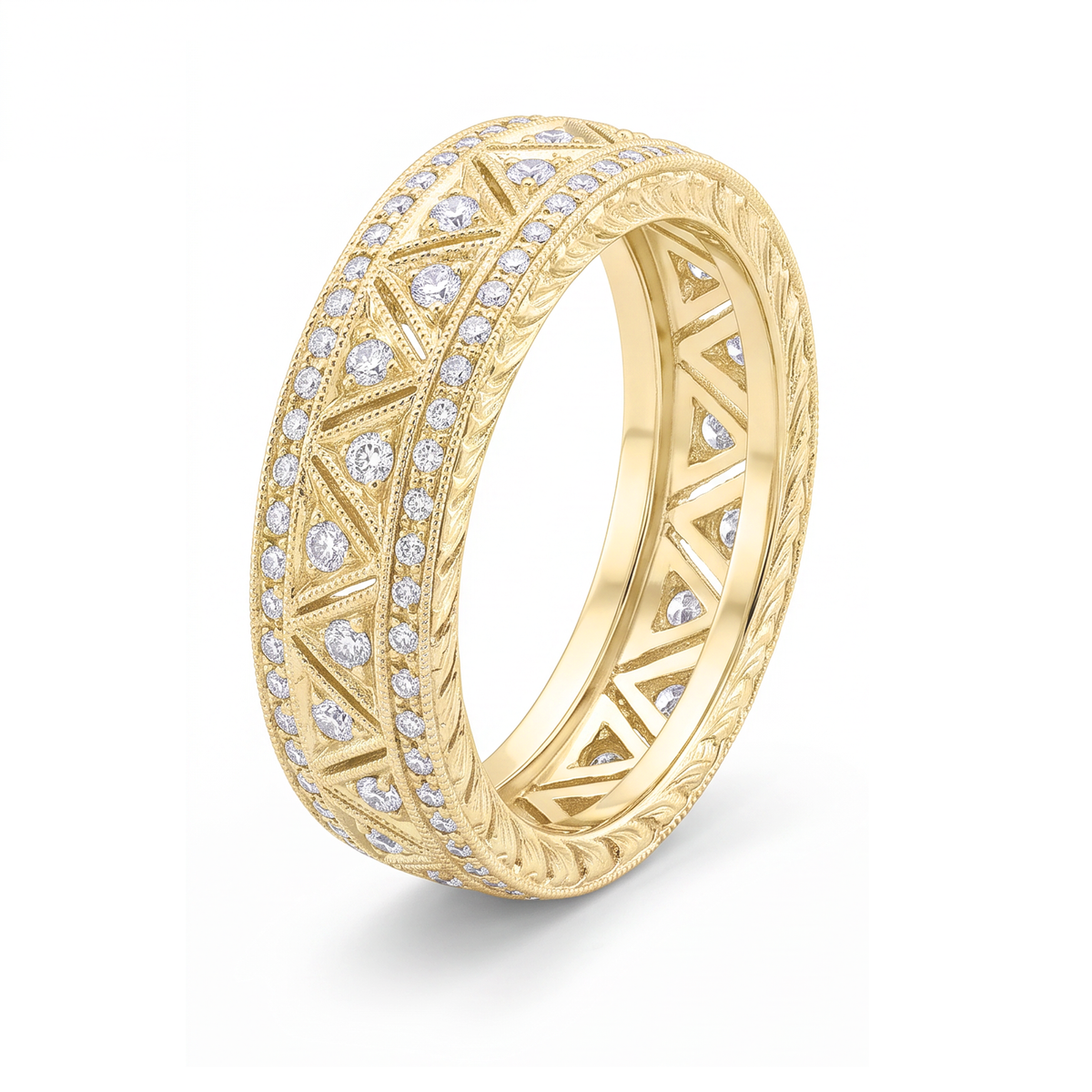 Jolie Designs Hand Engraved Micro Pave Diamond Engagement Ring Setting