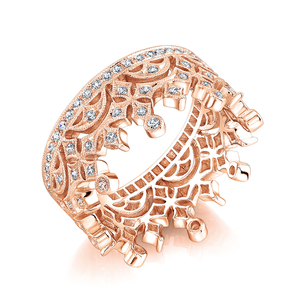 Engraved Micro Pave Diamond Ring by Jolie Designs