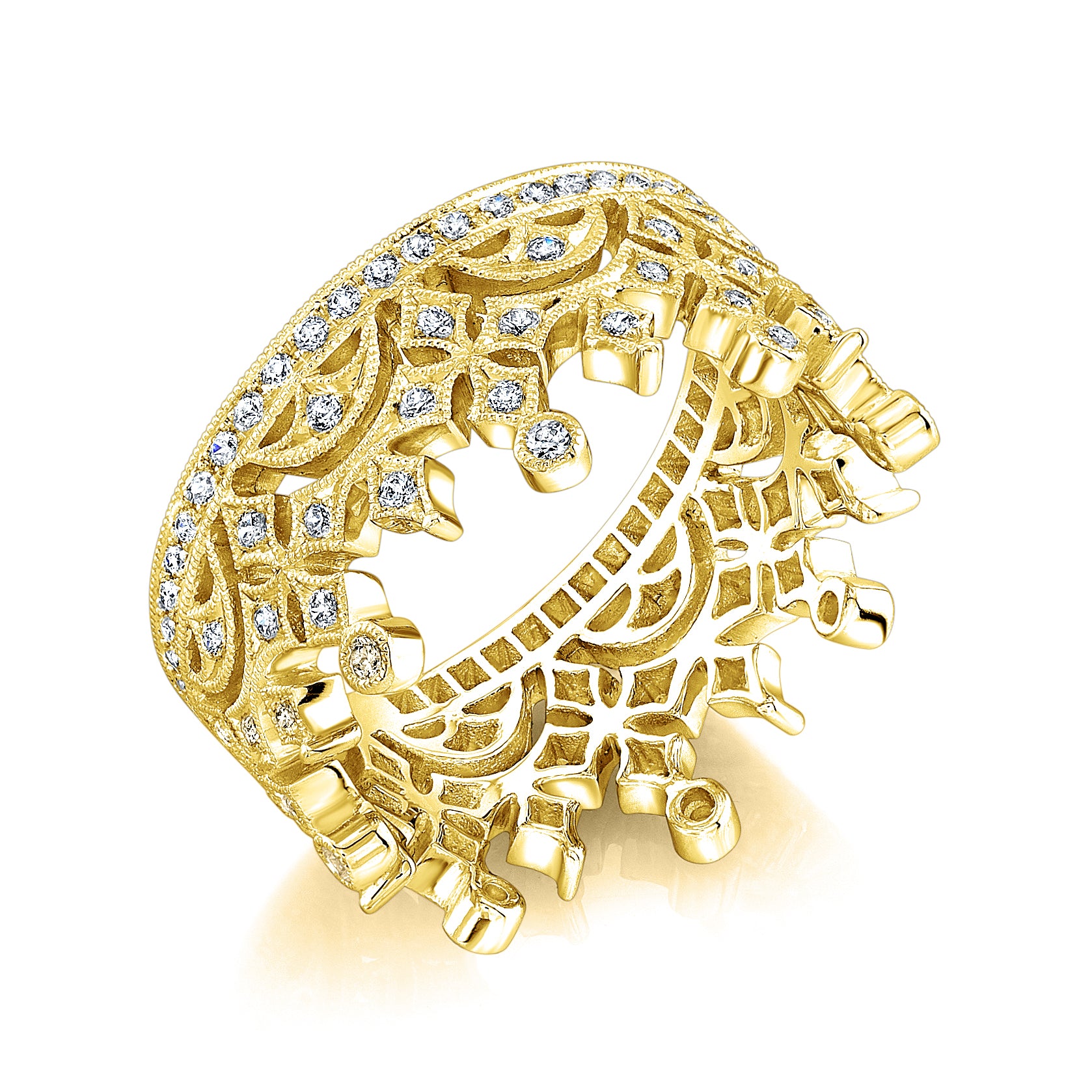 Engraved Micro Pave Diamond Ring by Jolie Designs