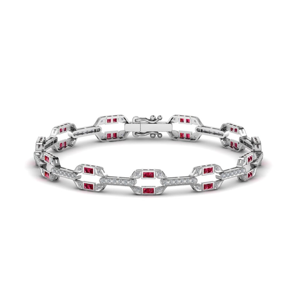 Art Deco Style Diamond and Rubies Bracelet by Jolie Designs