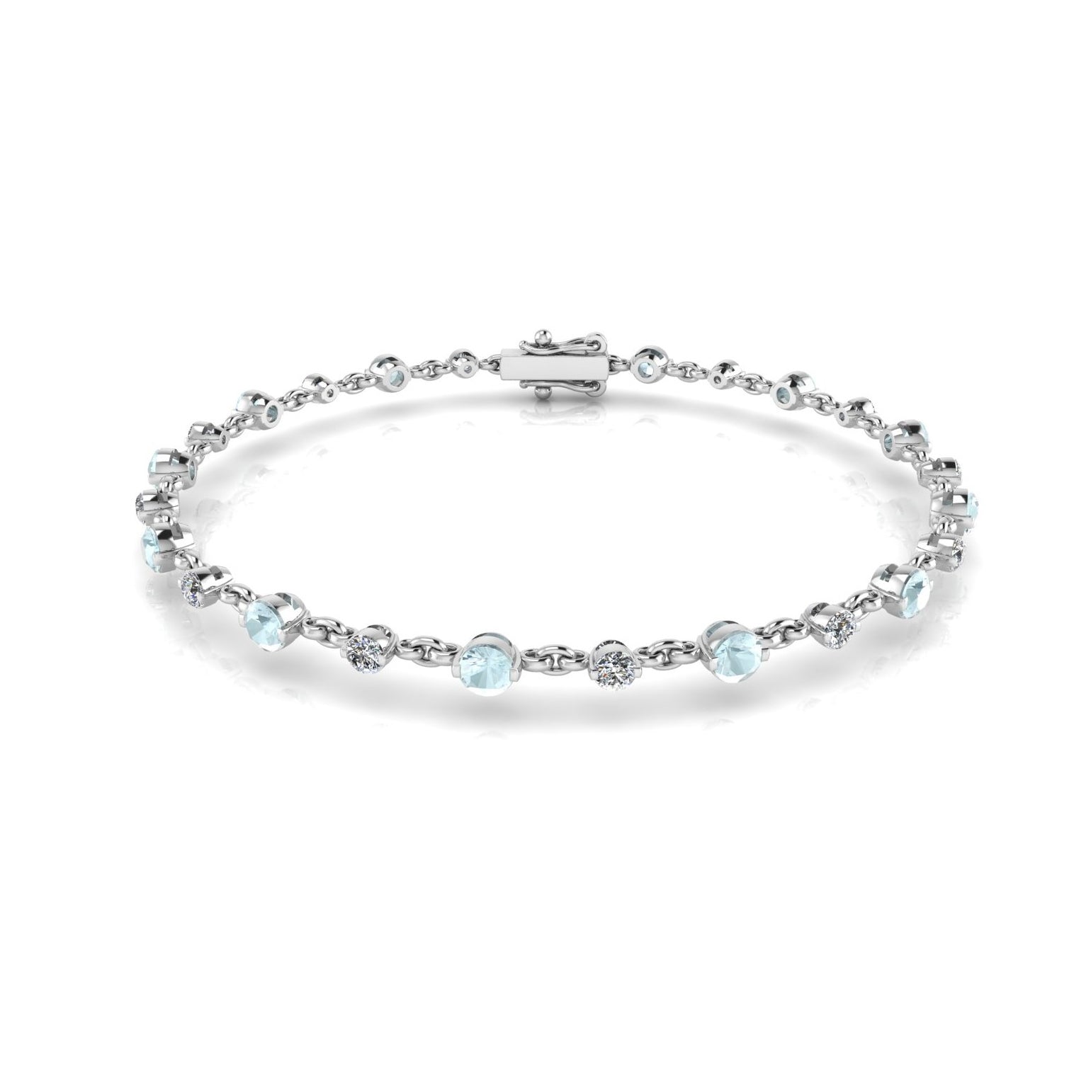 Diamond and Aqua Round Cut Gemstone Band by Jolie Designs