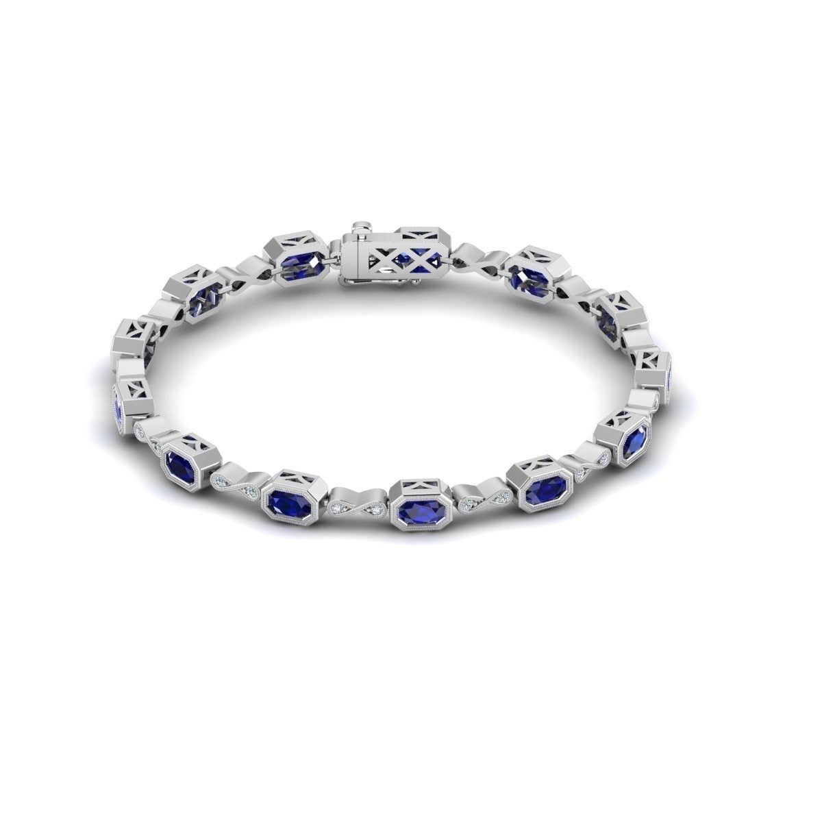 Diamond and Blue Sapphire Infinity Link Bracelet by Jolie Designs