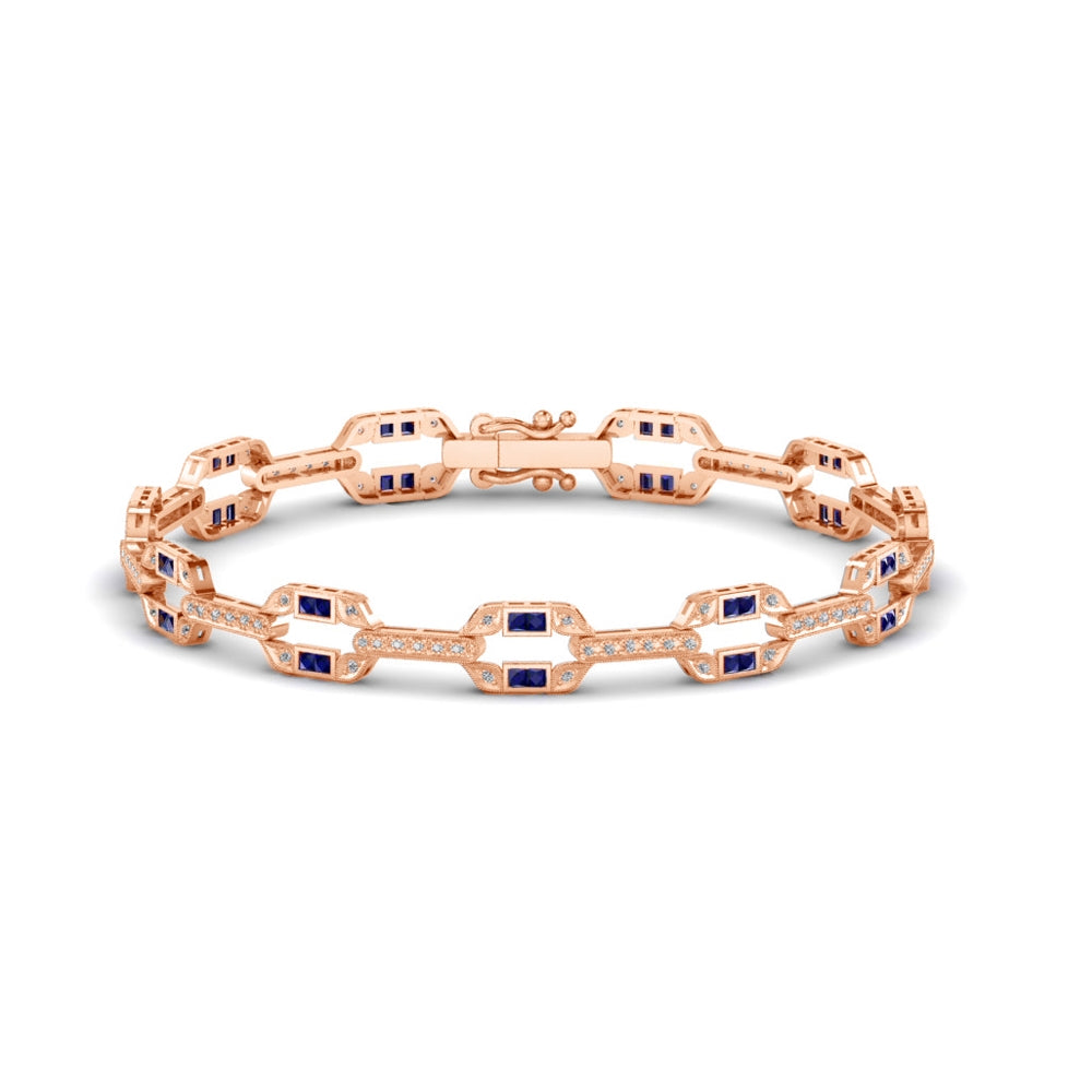 Art Deco Diamond and Blue Sapphire Bracelet by Jolie Designs