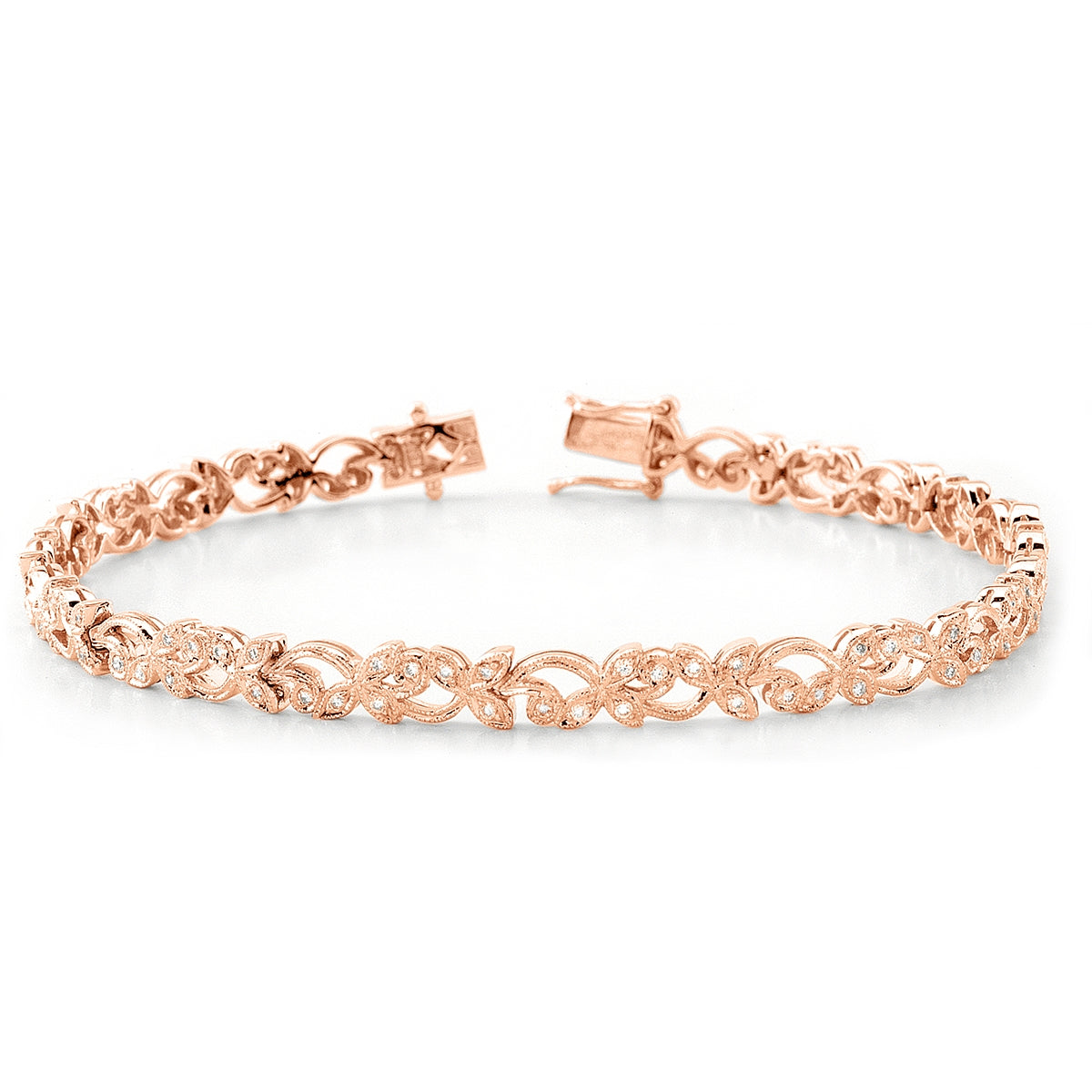 Art Deco Diamond Floral and Vine Bracelet by Jolie Designs