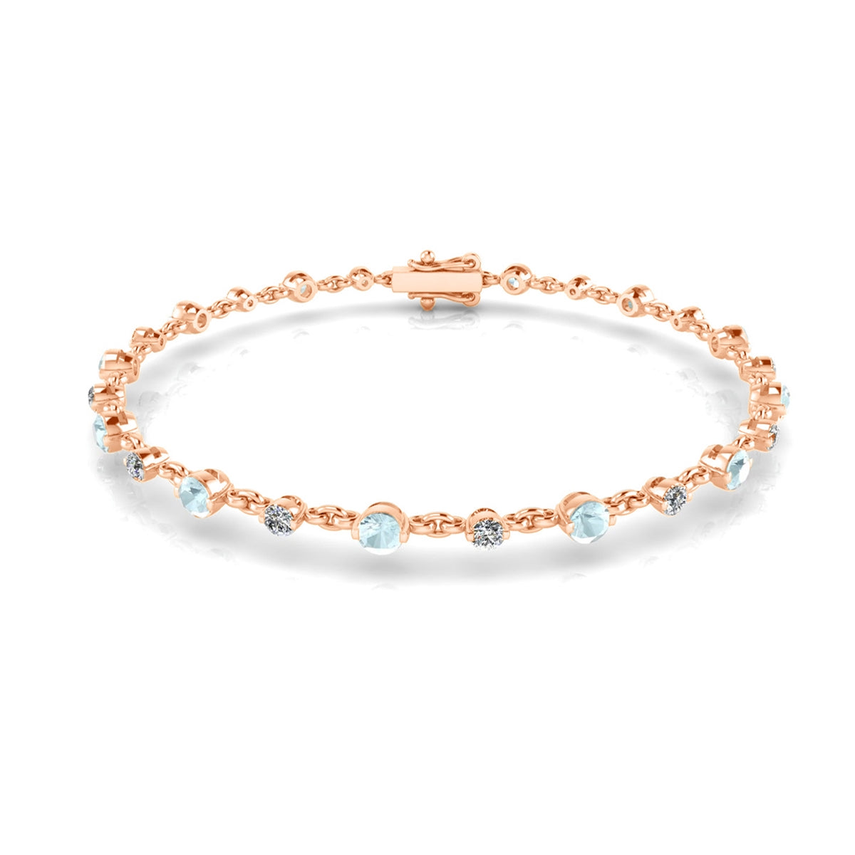 Diamond and Aqua Round Cut Gemstone Band by Jolie Designs