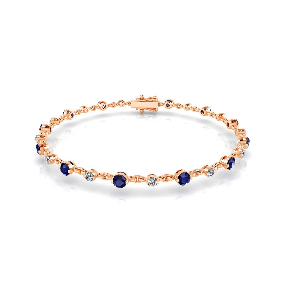 2.4mm Diamond and 3.2mm Blue Sapphire Band | Jolie Designs