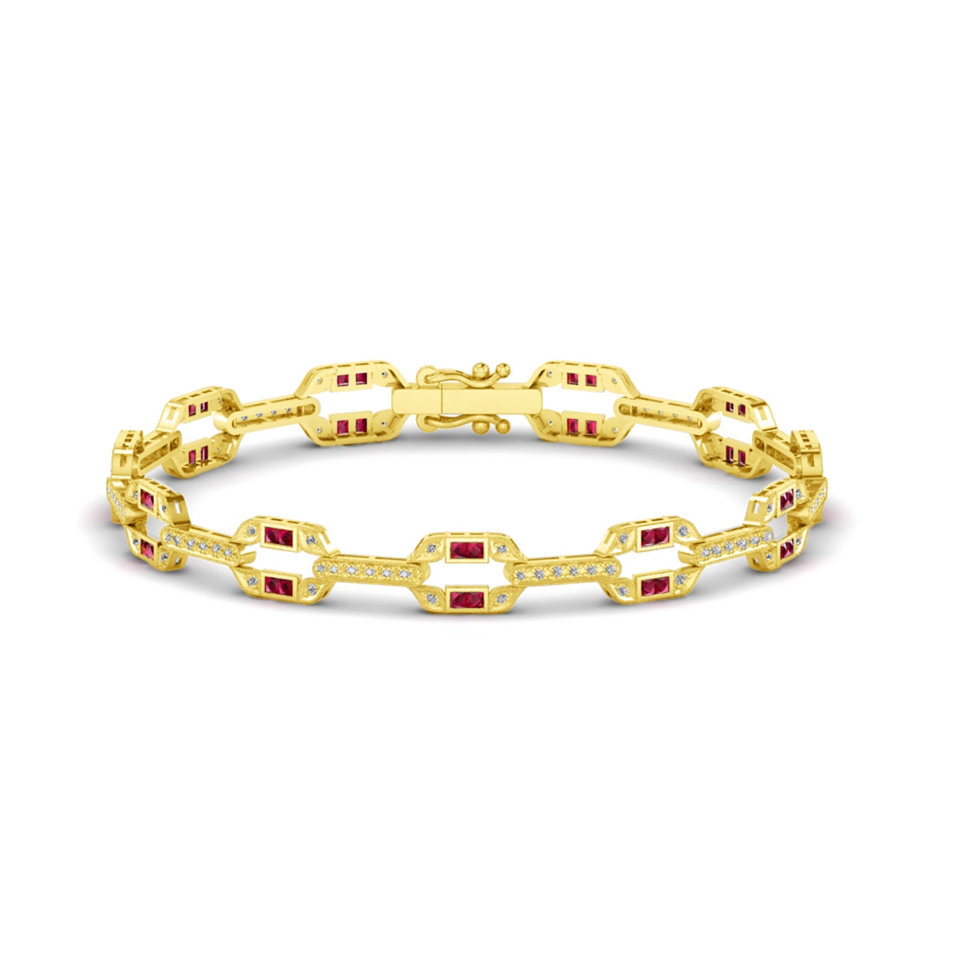 Art Deco Style Diamond and Rubies Bracelet by Jolie Designs