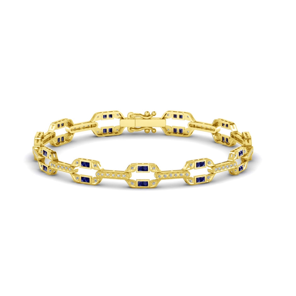 Art Deco Diamond and Blue Sapphire Bracelet by Jolie Designs