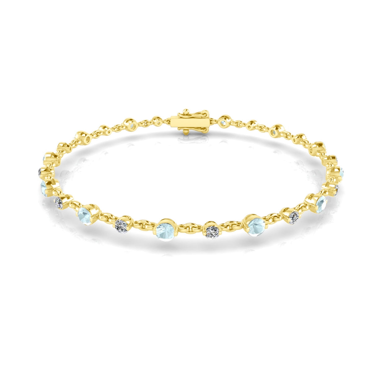 Diamond and Aqua Round Cut Gemstone Band by Jolie Designs