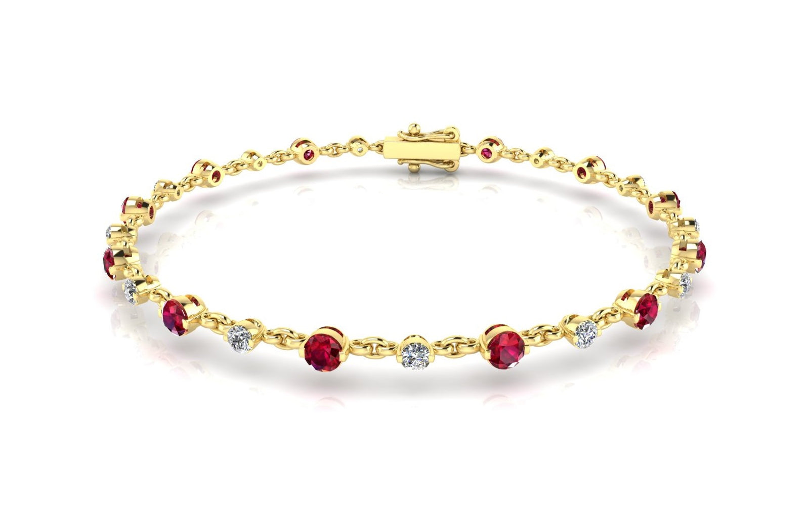 Diamond and Red Ruby Round Cut Gemstone Ring by Jolie Designs