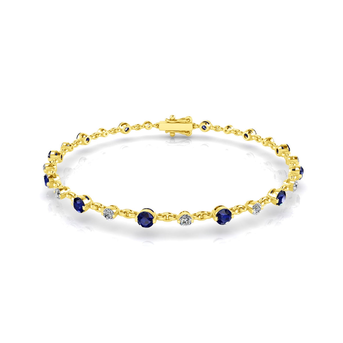 2.4mm Diamond and 3.2mm Blue Sapphire Band | Jolie Designs