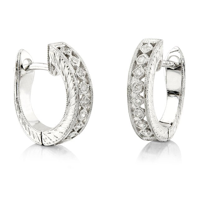 Engraved Diamond Earring by Jolie Designs