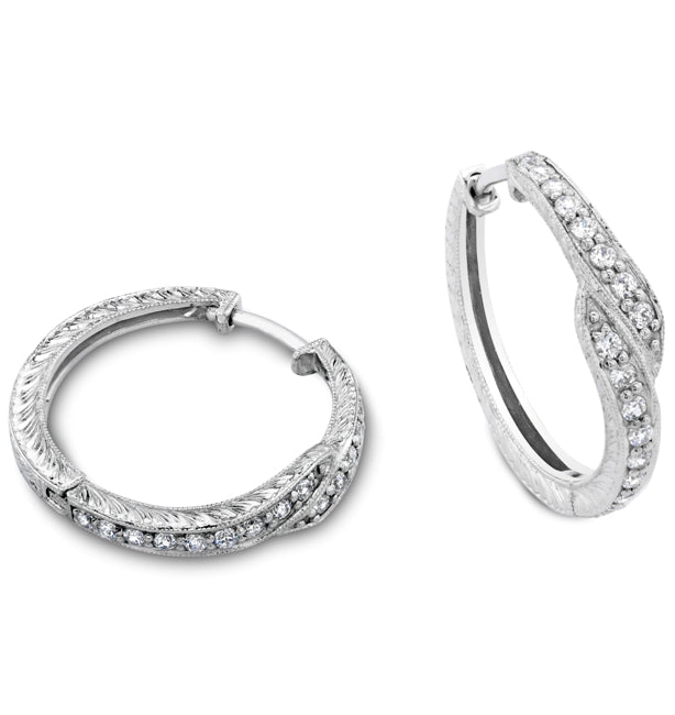 Petite Milgrain Diamond Hoop Earrings