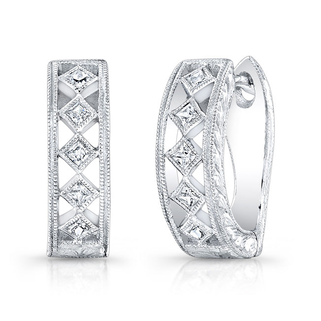 Bezel Set Filigree Diamond Earrings | Jolie Designs