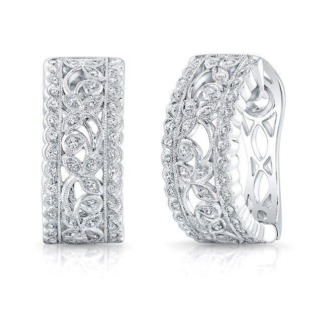 Detailed Floral Filigree Diamond Earrings by Jolie Designs