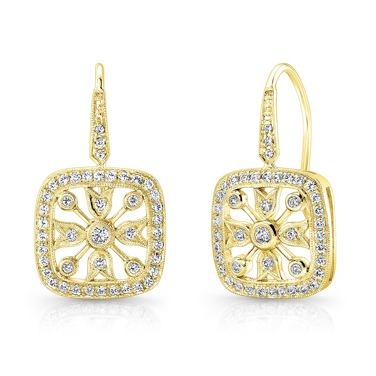 Jolie Designs Mill Grained Diamond Fish Tail Earrings - EF709D