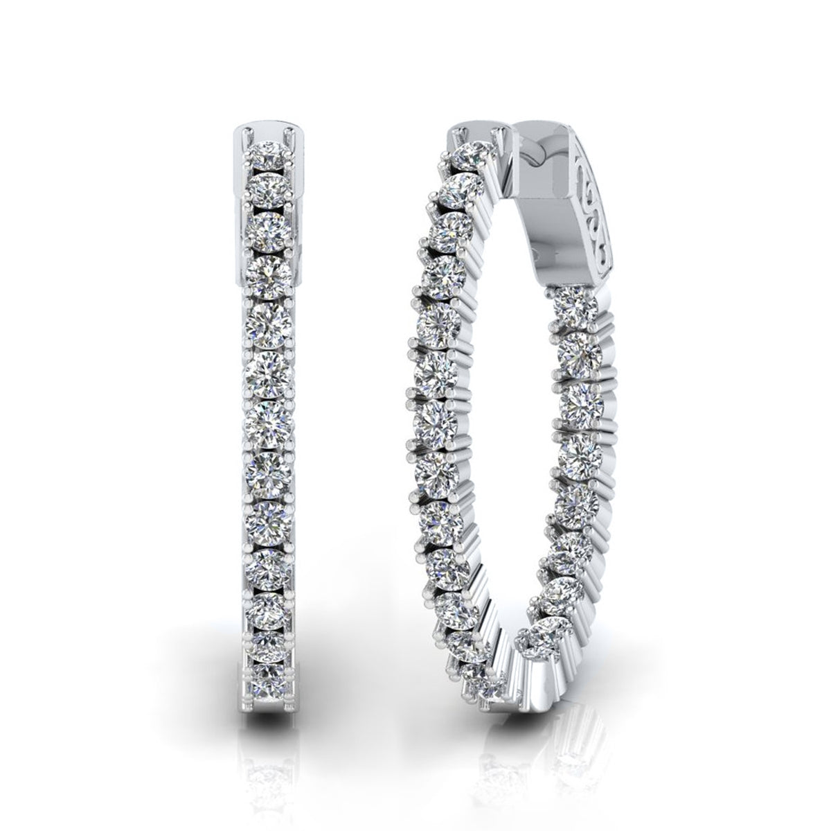 Single Row Inside Out Diamond Hoop Earrings by Jolie Designs