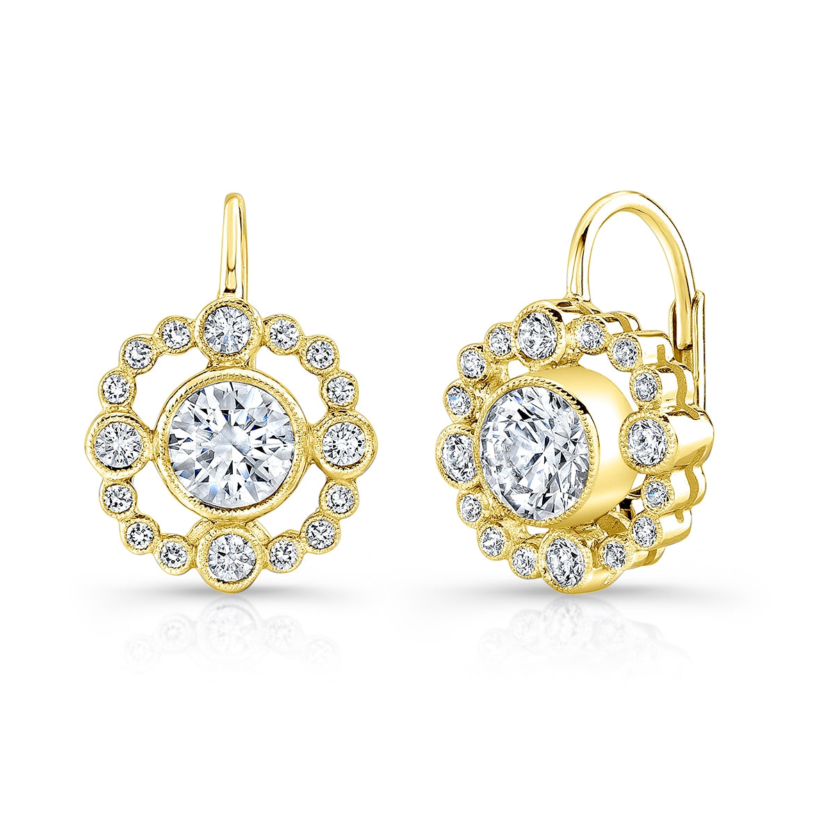 Bezel Set Diamond Lever Back Earring Semi Mount by Jolie Designs