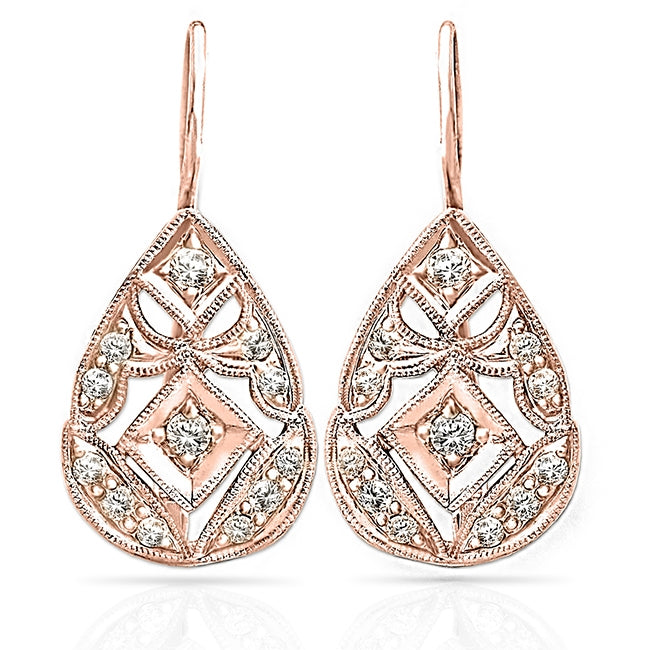 Elegant Pear Shaped Diamond Fishtail Earrings by Jolie Designs