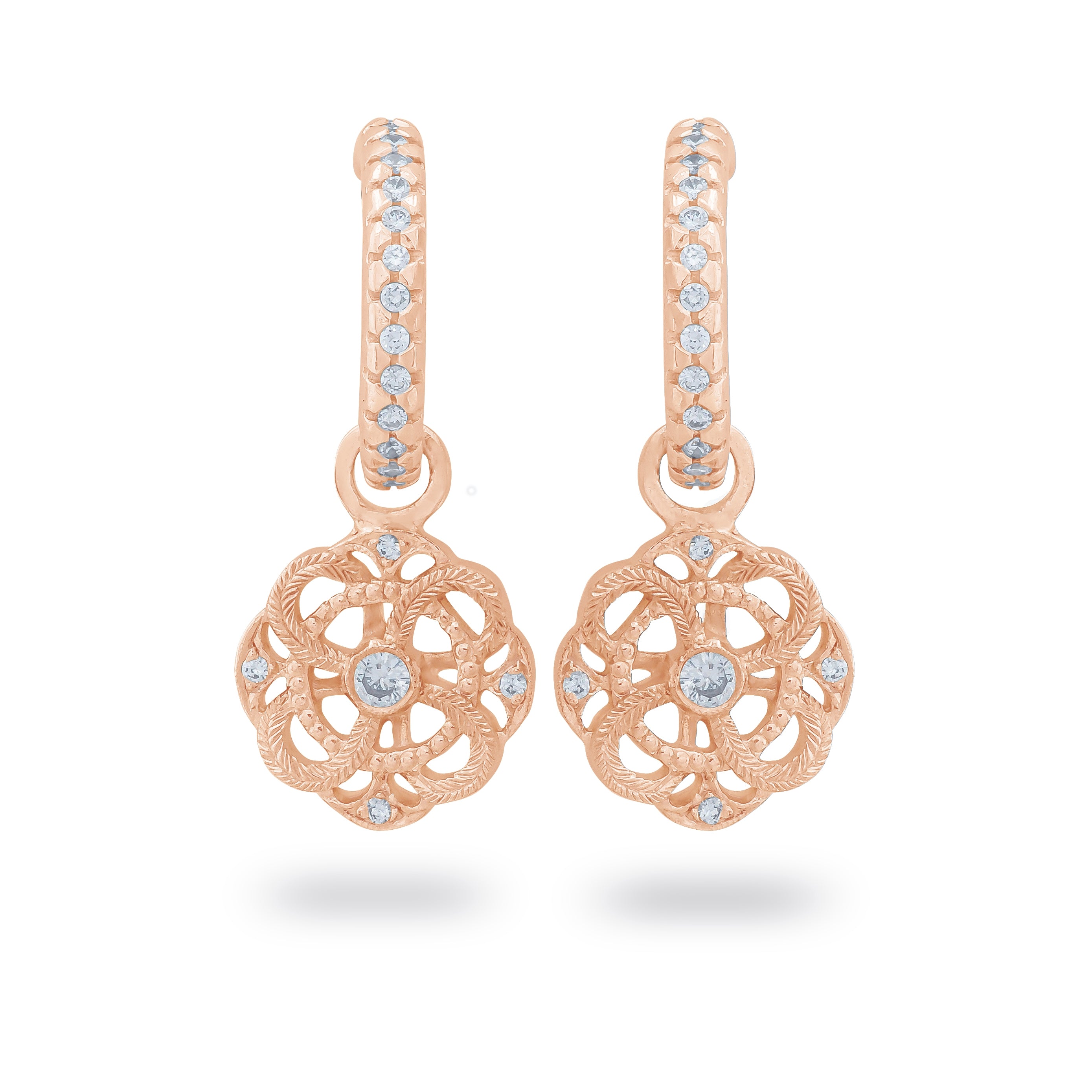 Vintage Knot Charm Diamond Dangle Earrings by Jolie Designs