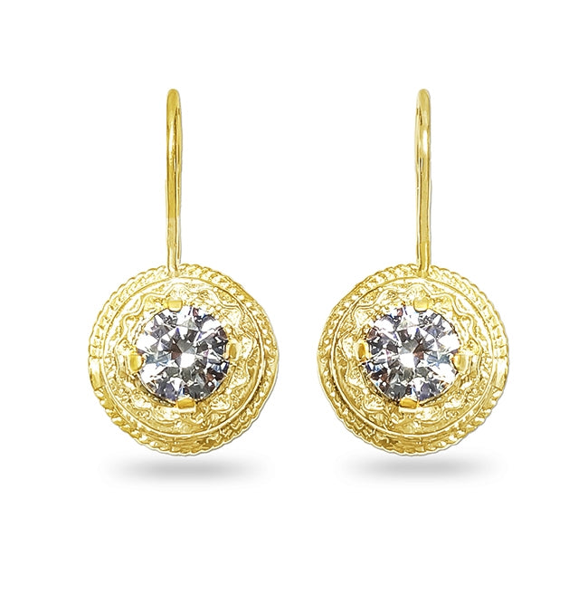 Vintage Round Diamond Leverback Earrings by Jolie Designs - Gordon Clark Collection