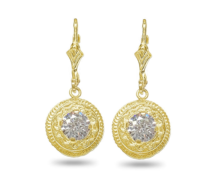 Vintage Round Diamond Rope Leverback Dangle Earrings by Jolie Designs