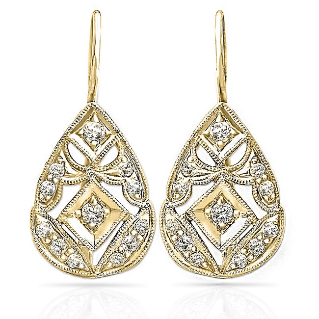 Elegant Pear Shaped Diamond Fishtail Earrings by Jolie Designs